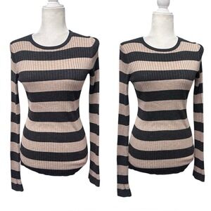 VINCE‎ Y2k Style Ribbed Knit Striped Sweatshirt Bella Swan Elena Gilbert Size M